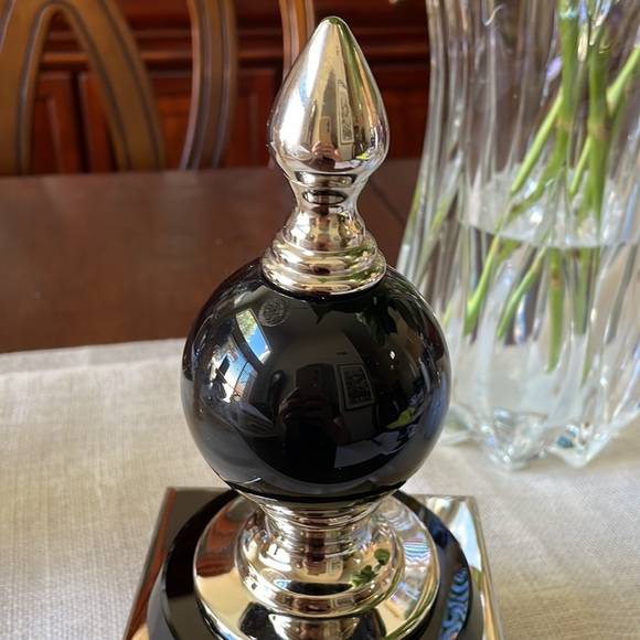 Art Deco silver color and black table shelf sculpture decor accent display - Picture 4 of 8